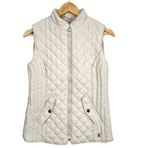 Joules Women's Puffer Vest Winter White US 6/UK 10 Quilted Poly Fill Preppy